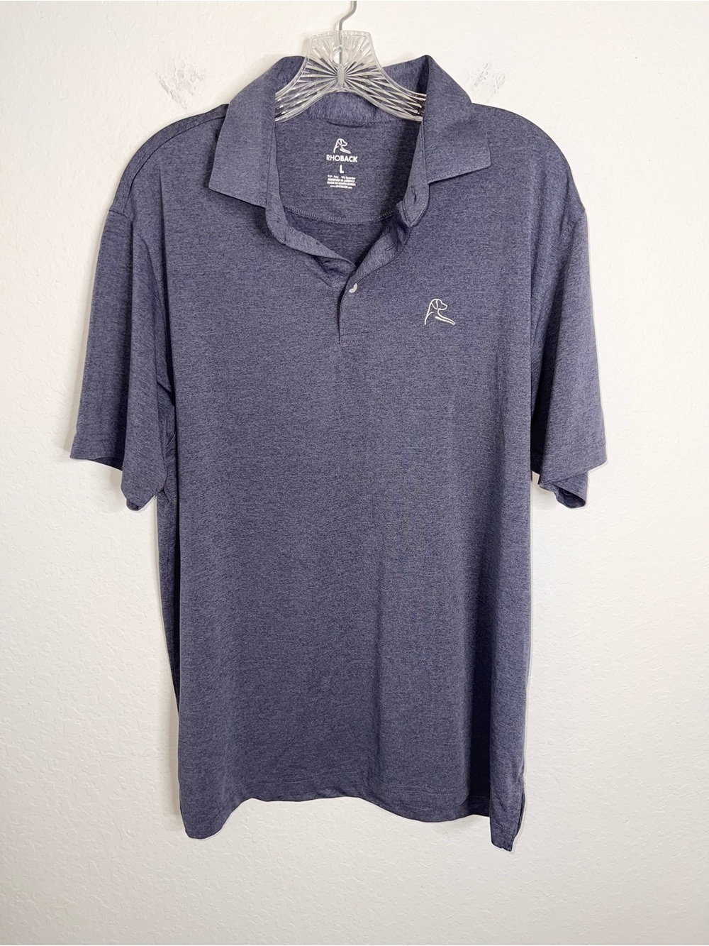 Rhoback Polo Shirt Mens Large Blue Golf Performance Lightweight Outdoor Q